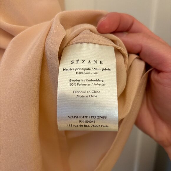 Sezane Chlo Shirt in Powder Pink *BNWT* (100% silk) - Picture 7 of 8
